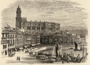 サミュエル・マニング牧師による「スペインの写真」からのスペイン、マラガ、1870年に出版 作： English School